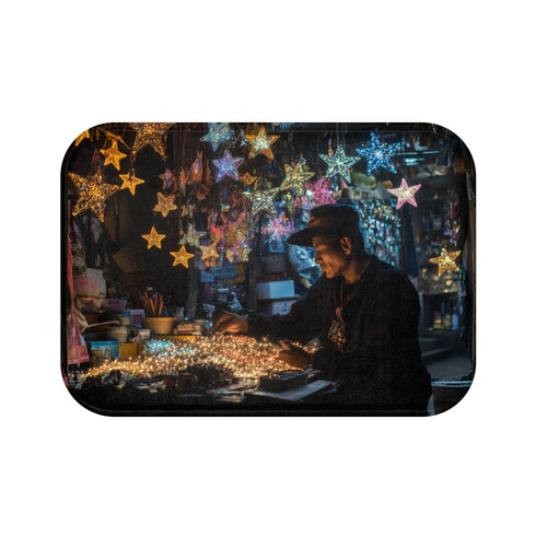 "Plush Starry Bath Mat Dream"