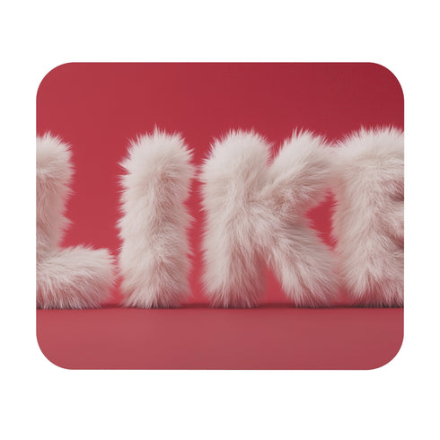 Plush White Fur D Mouse Pad