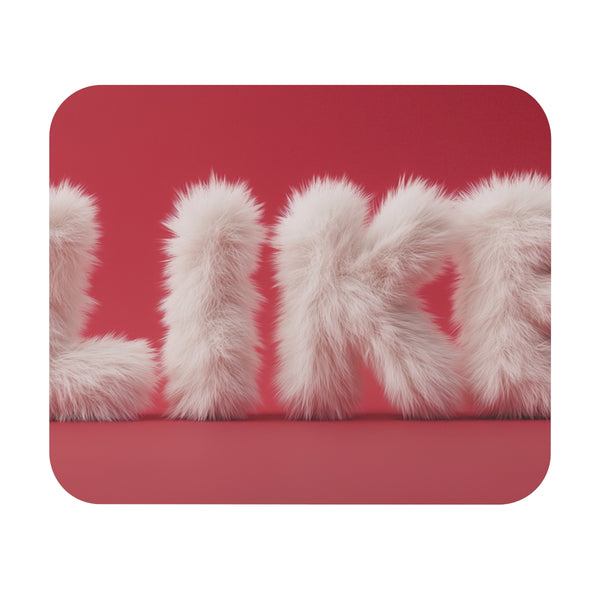 Plush White Fur D Mouse Pad