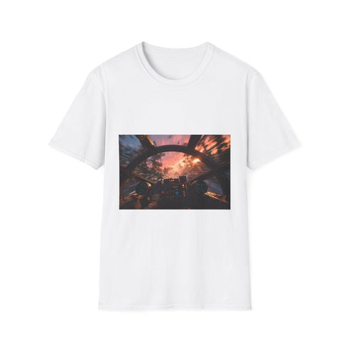 Poe Dameron Piloting an Wing Graphic Unisex Softstyle T-Shirt - Front View