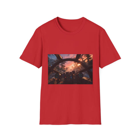 Poe Dameron Piloting an Wing Graphic Unisex Softstyle T-Shirt - Red Variant