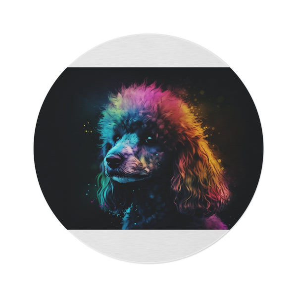 "Poodle Paradise Round Rug: Fluffy and Fabulous!"
