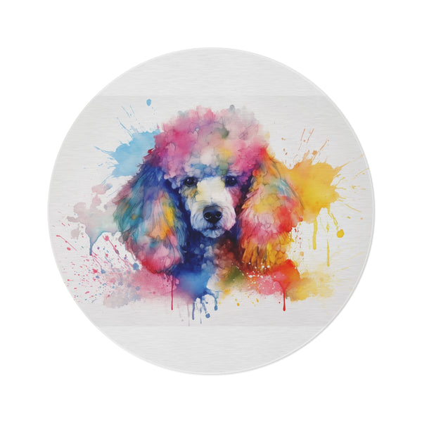 "Poodle Paradise Round Rug"