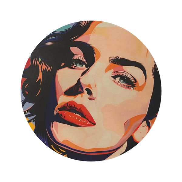 "Pop Art Portrait Round Rug"