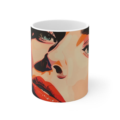 "Pop Portrait Coffee Mug: Bold & Bright Drinkware"