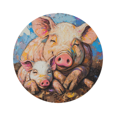 "Porky Parade Round Rug"