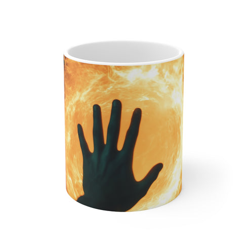 "Portal-Inspired Hand Reaching Mug"