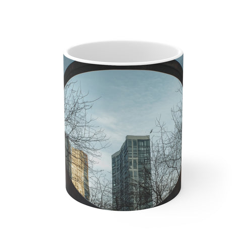 Portal Mirror Skyscrapers Coffee Mug