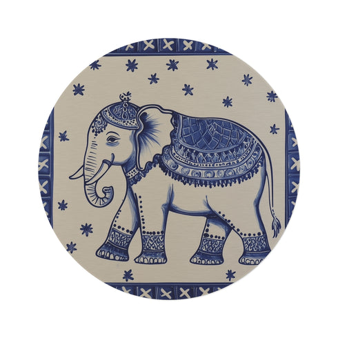 "Portuguese Elephant Tile Round Rug"