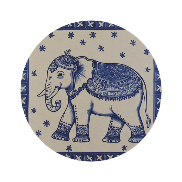 "Portuguese Elephant Tile Round Rug"