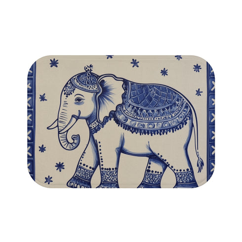"Portuguese Tile Elephant Bath Mat"