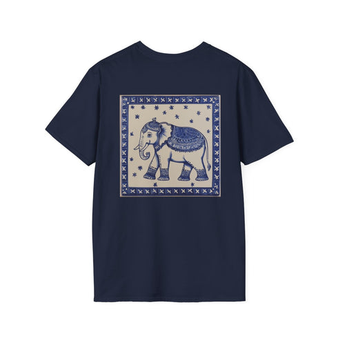 Portuguese Tile Elephant Tee: Exotic Elegance