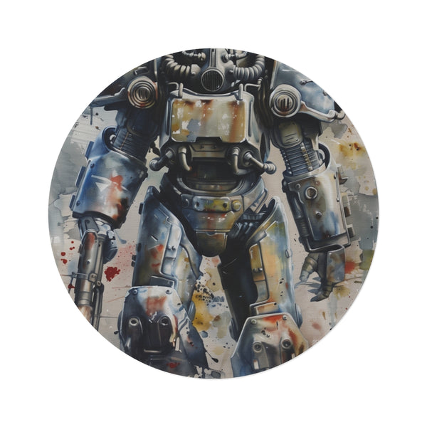 "Power Armor Watercolor Round Rug"