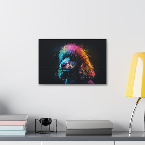Precious Poodle Portrait Canvas: Adorable poodle in timeless pose.