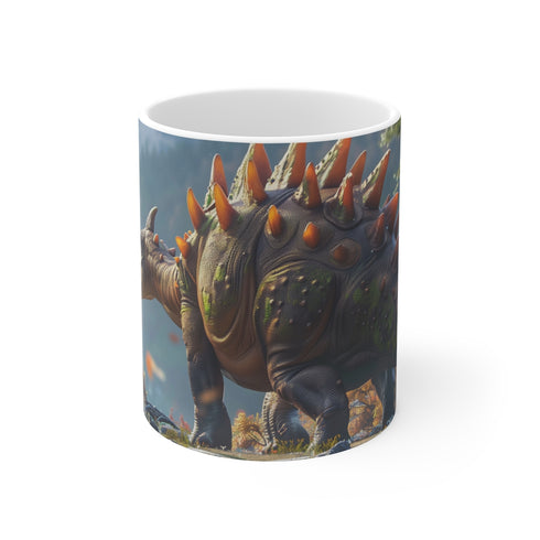 "Prehistoric Stegosaurus Coffee Adventure"