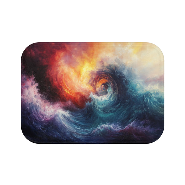 "Psychedelic Chaos Bath Mat: Transform Your Bathroom Into an Artistic Oasis"