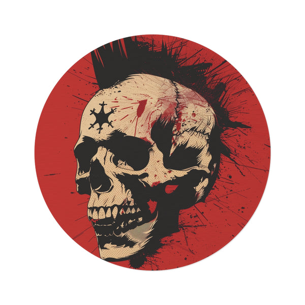 "Punk Rock Round Rug: Rebel Chic for Your Space"