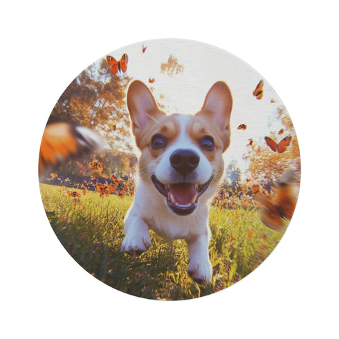 "Puppy Dreams Round Rug: Little Dog and Butterflies"