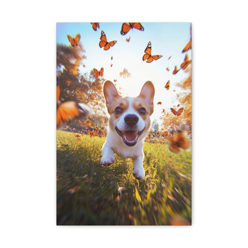 "Puppy's Playful Butterfly Chase Scene"