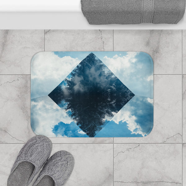 Pyramid Reflecting a Mirror Dimension — Memory Foam Bath Mat — Modern Bathroom Floor Lifestyle View