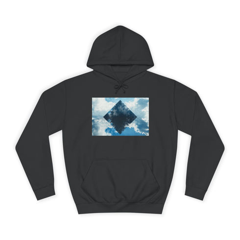 Pyramid Reflecting Mirror Dimension Graphic Unisex College Hoodie - Jet Black Front