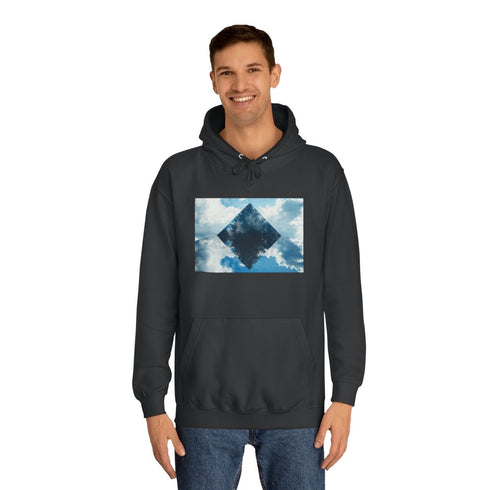 Pyramid Reflecting Mirror Dimension Graphic Unisex College Hoodie - Lifestyle Model View