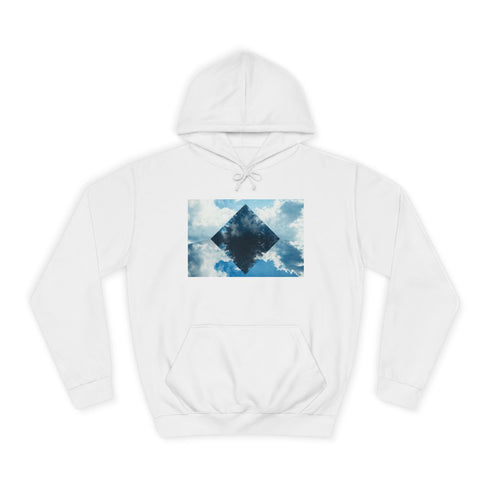 Pyramid Reflecting Mirror Dimension Graphic Unisex College Hoodie - Arctic White Front