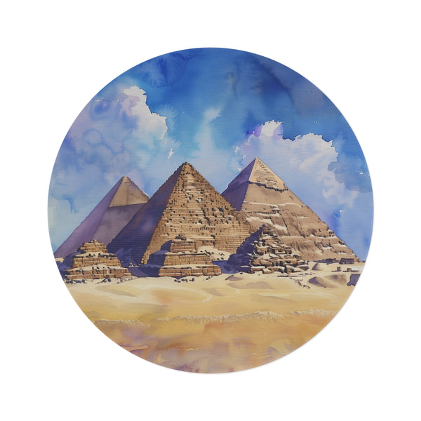 "Pyramids Oasis Watercolor Round Rug"
