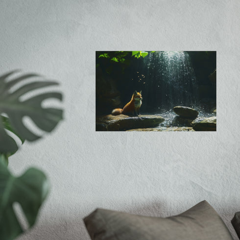 Quantum Fox Portal Behind Waterfall