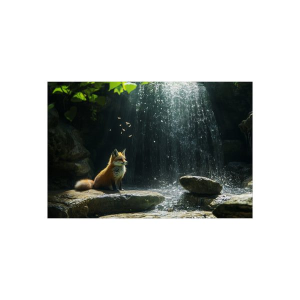 Quantum Fox Portal Behind Waterfall