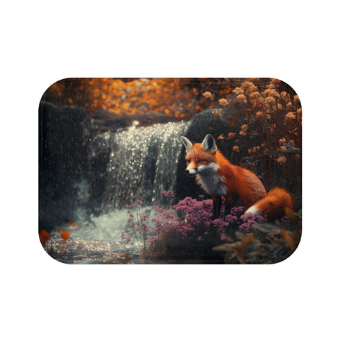 "Quantum Fox Waterfall Portal Bath Mat"
