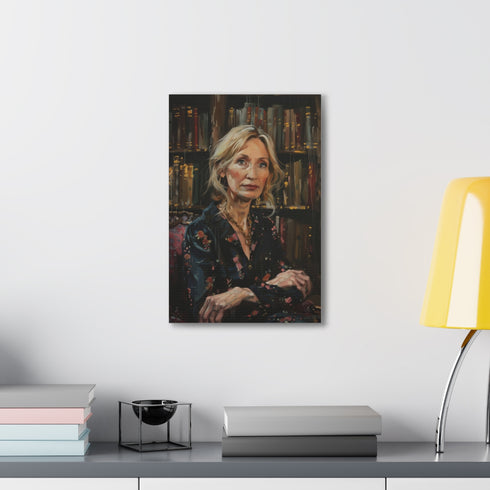 Queen of Literary Wizardry canvas print featuring J.K. Rowling portrait.