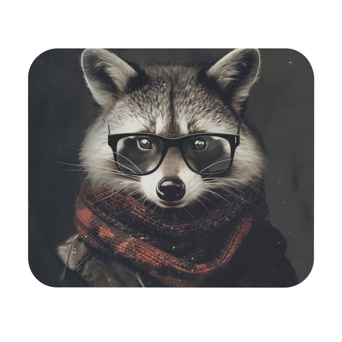 Racoon Hipster Mouse Pad Stylish Whimsical Fun