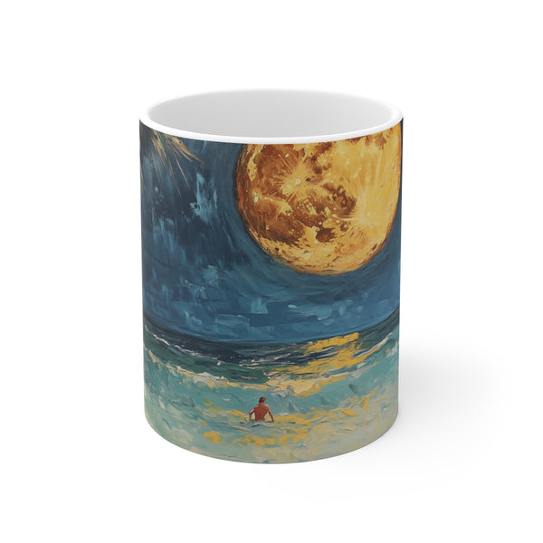 "Radiant Beach Night Coffee Mug"