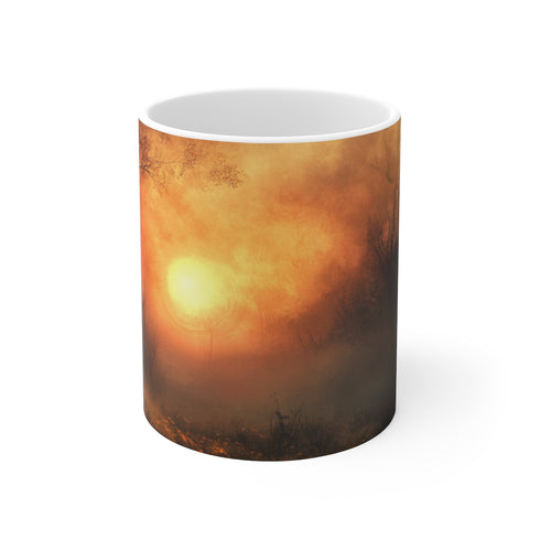 "Radiant Dawn Coffee Mug: Embrace new beginnings with each sip"