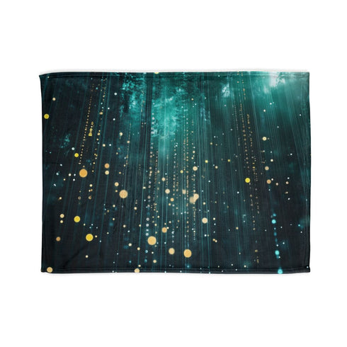 Rain Made of Binary Code — Plush Fleece Throw Blanket — Full Flat Artwork View