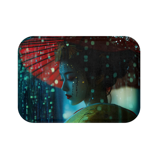 "Rain of Data Geisha Bath Mat"