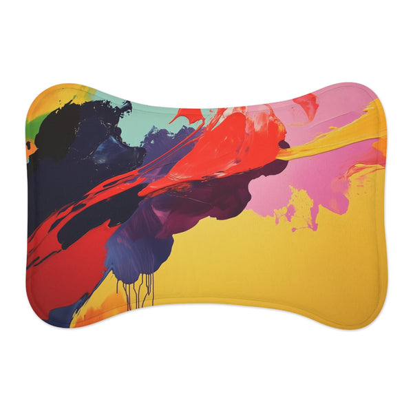 "Rainbow Splash Pet Mat: Lively Abstract Design"