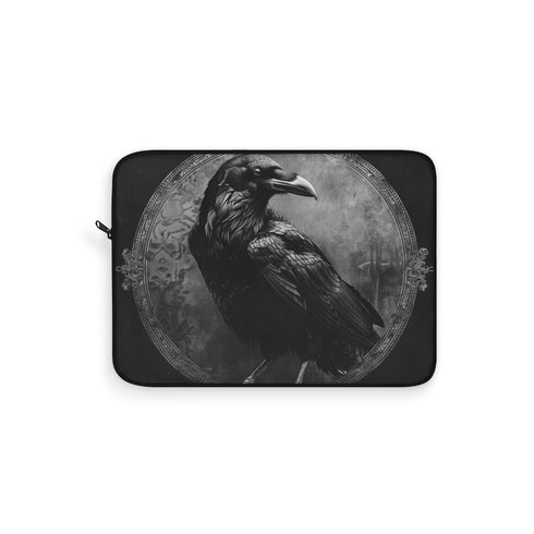 "Raven Gothic Laptop Sleeve: Carry Your Tech in Style"