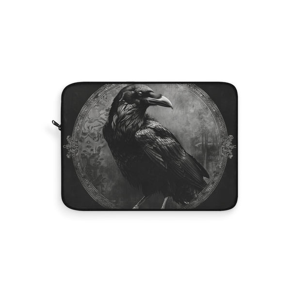 "Raven Gothic Laptop Sleeve: Carry Your Tech in Style"