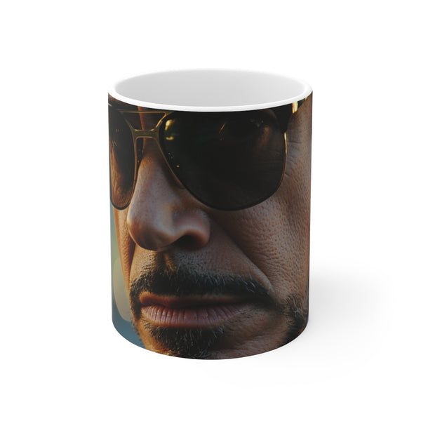 "RDJ Sunglasses Coffee Mug: Embrace Cool"