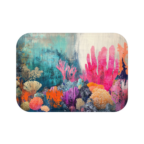 "Reef Life Bath Mat: A Vibrant Coral Escape"