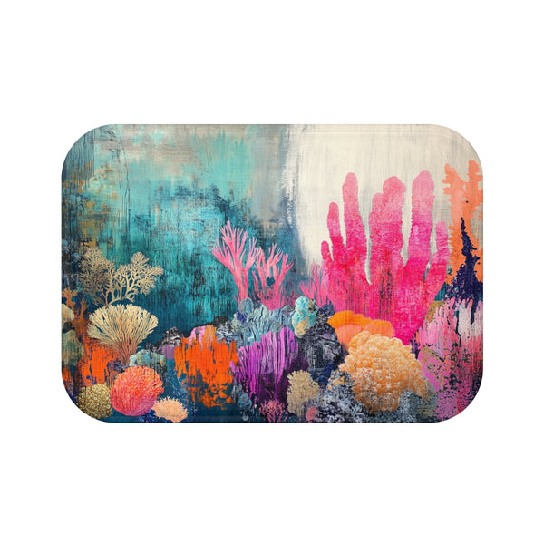 "Reef Life Bath Mat: A Vibrant Coral Escape"