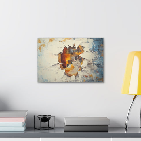 Abstract shattered mirror reflection canvas art piece in 18x12 size.