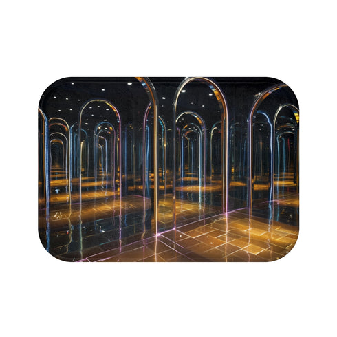 "Reflective Mirror Maze Bath Mat"