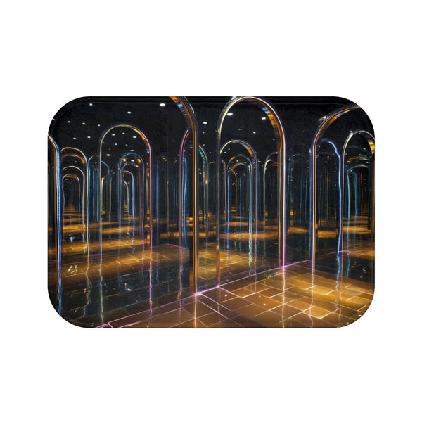 "Reflective Mirror Maze Bath Mat"