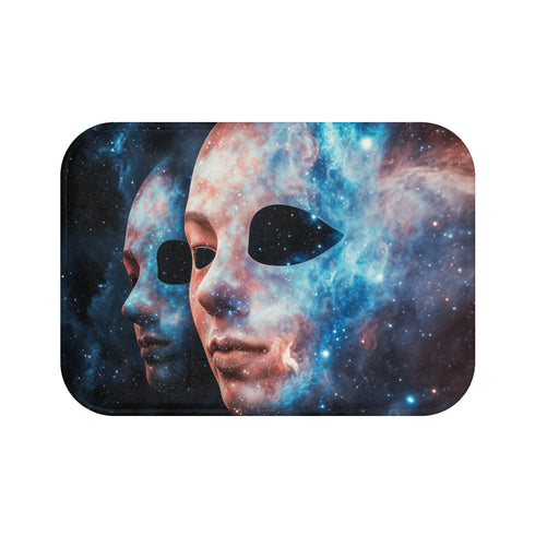 "Reflective Nebula Bath Mat Design"
