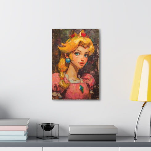 Regal Peach Canvas: Enchanted Mushroom Kingdom Art Print.
