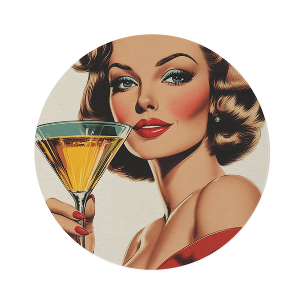 "Retro Cheers Round Rug: Vintage Chic Home Decor"