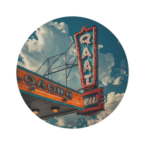 "Retro Diner Round Rug: Nostalgic Chic for any Space"